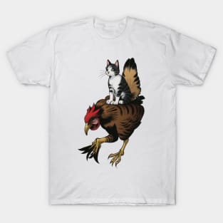 Cute Cat Riding Chicken T-Shirt